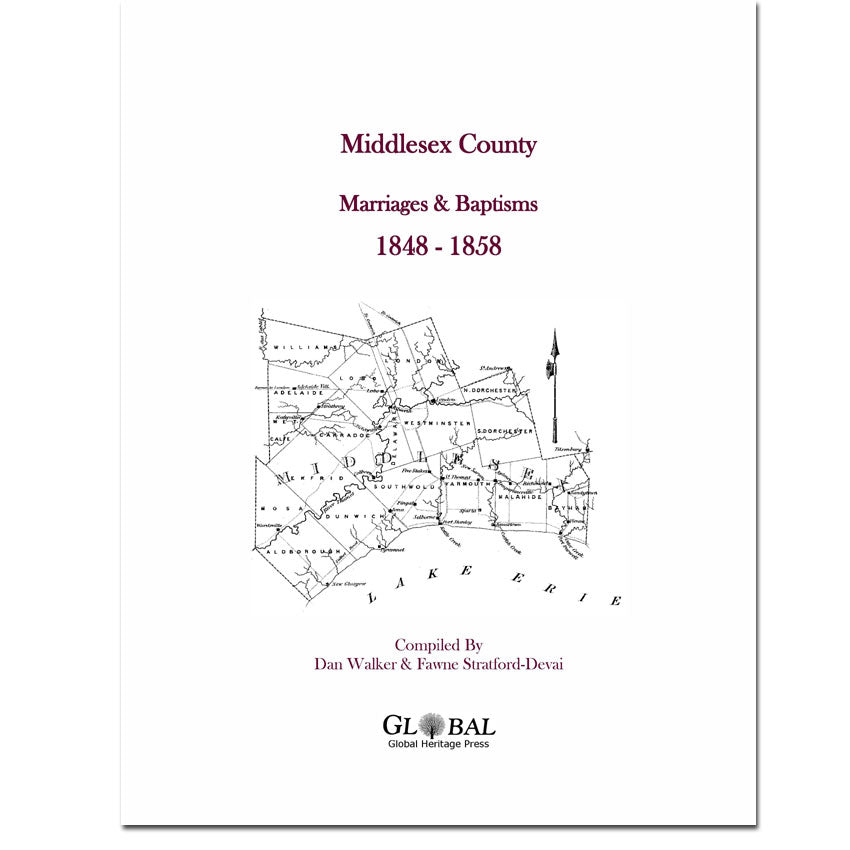 Middlesex County Marriages and Baptisms 1848 - 1858